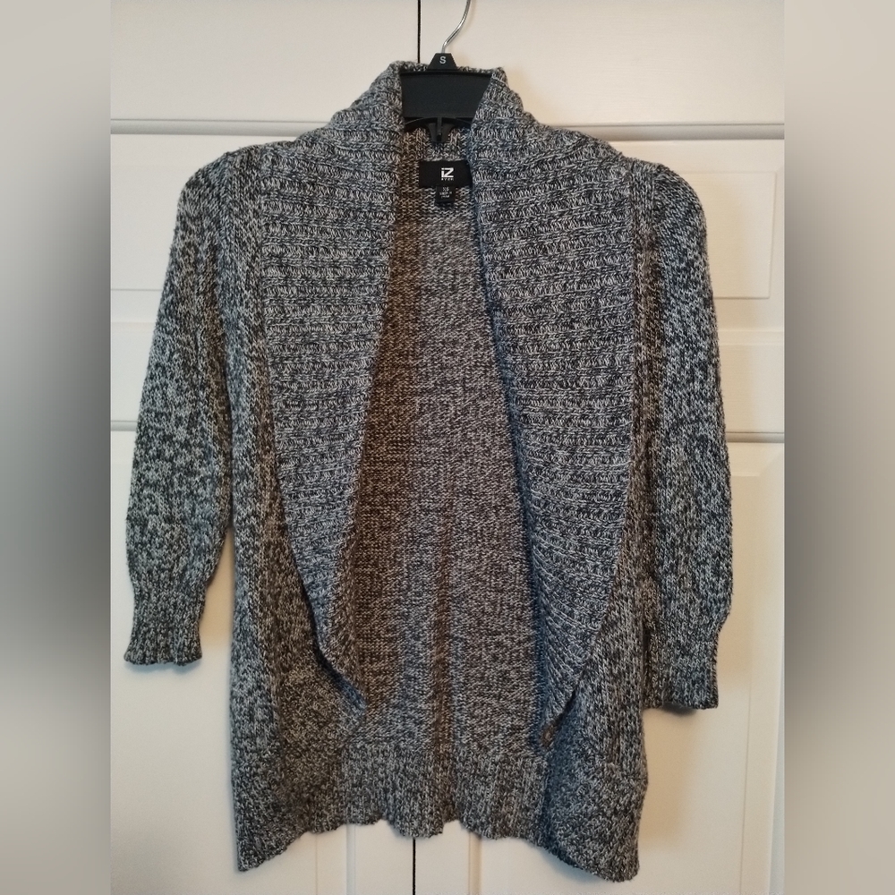 Grey Open Front Cardigan Sweater
